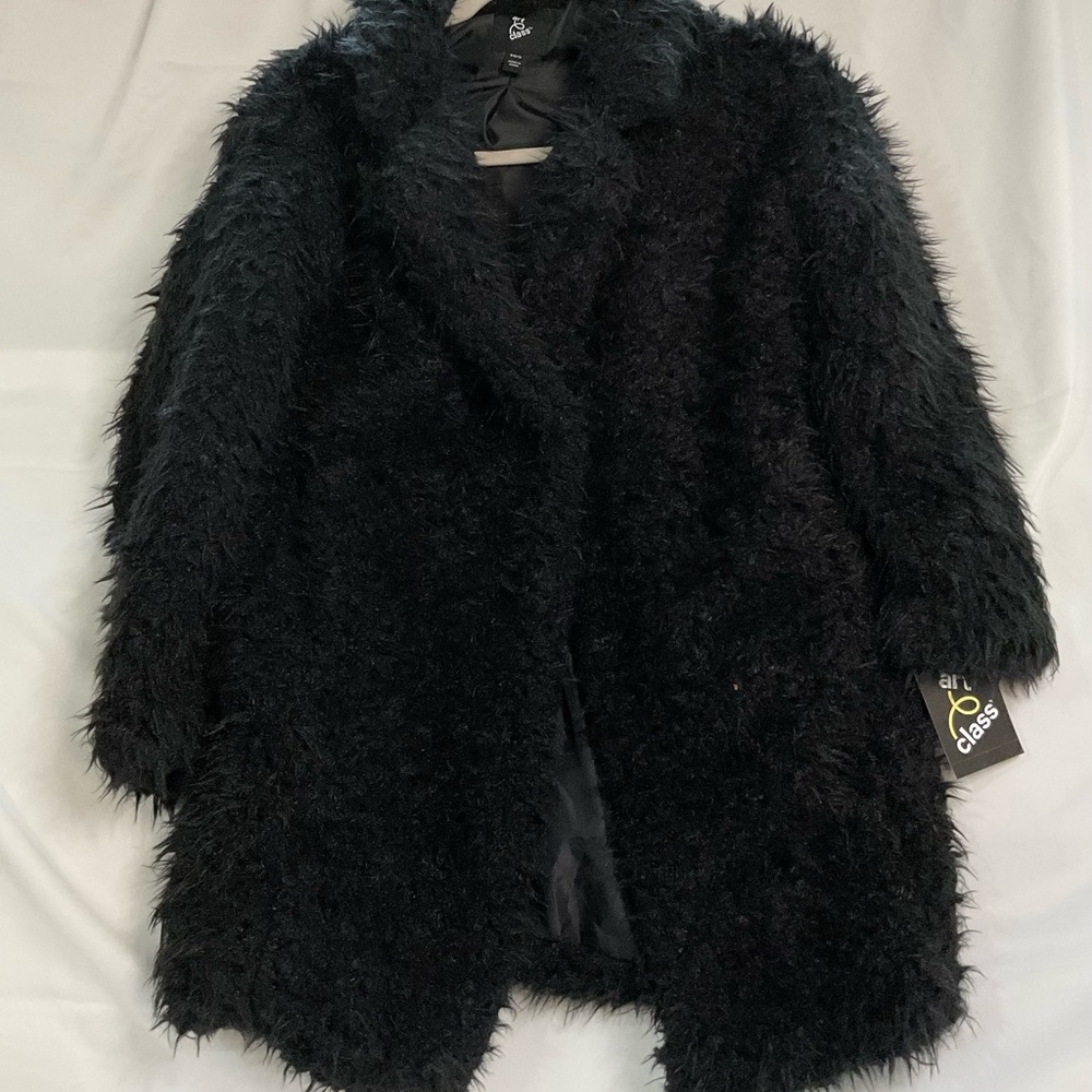 Art Class Black Teddy Jacket Plush Faux Fur
